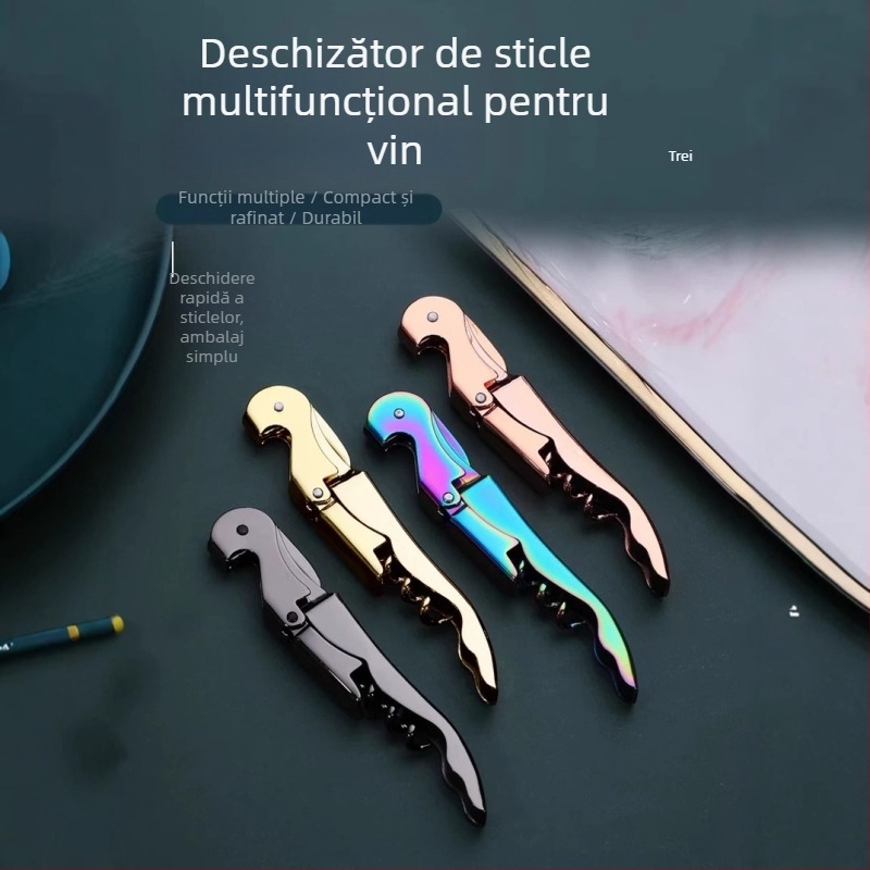 Deschizător de sticle în formă de cal de mare, cuțit, din oțel inoxidabil, multifuncțional