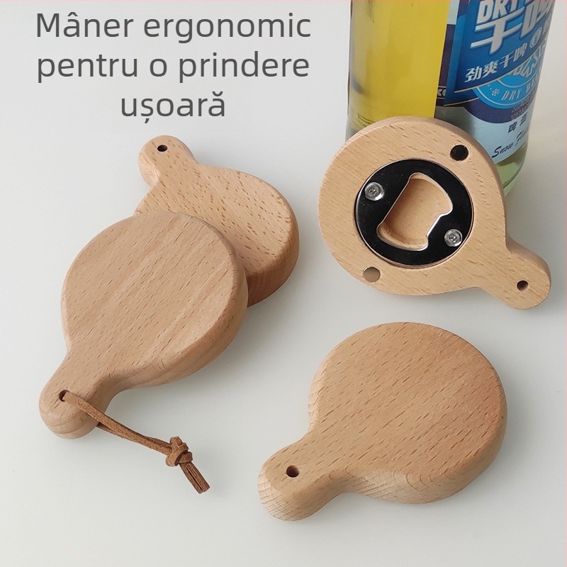 Deschizător de sticle din lemn, magnet pentru frigider, gravură creativă