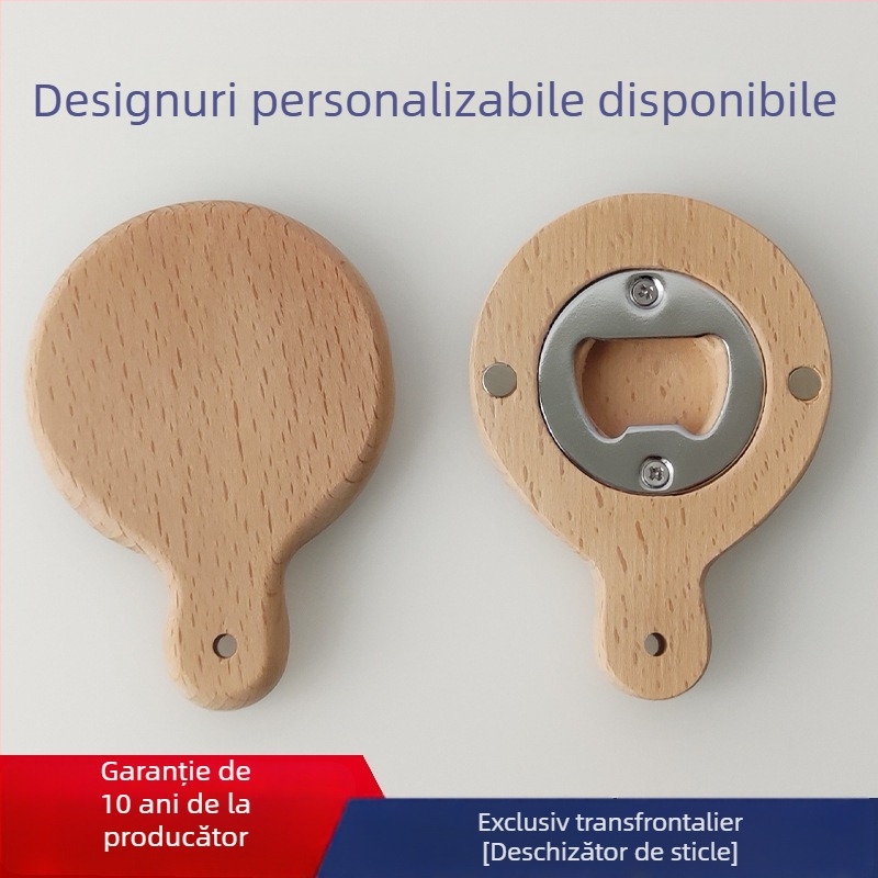 Deschizător de sticle din lemn, magnet pentru frigider, gravură creativă