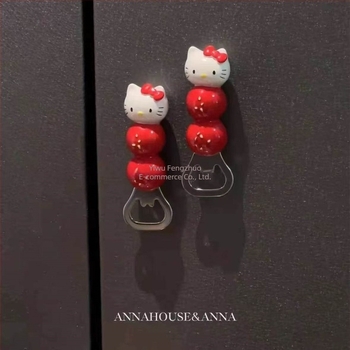 Deschizător magnetic pentru sticle și magnet pentru frigider, în formă de KT pisică drăguț, decor 3D pentru casă