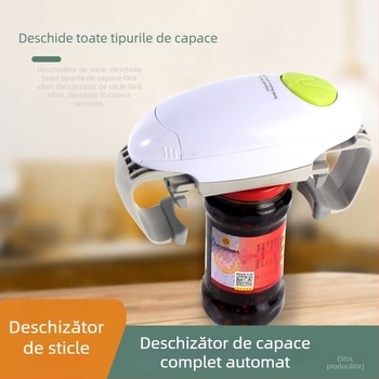 Deschizător electric multifuncțional cu două capete, pentru conserve, sticle și capace filetate