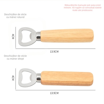 Deschizător de sticle cu mâner din lemn și cap din oțel inoxidabil – pentru bere, vin și băuturi carbogazoase, utilizare casnică