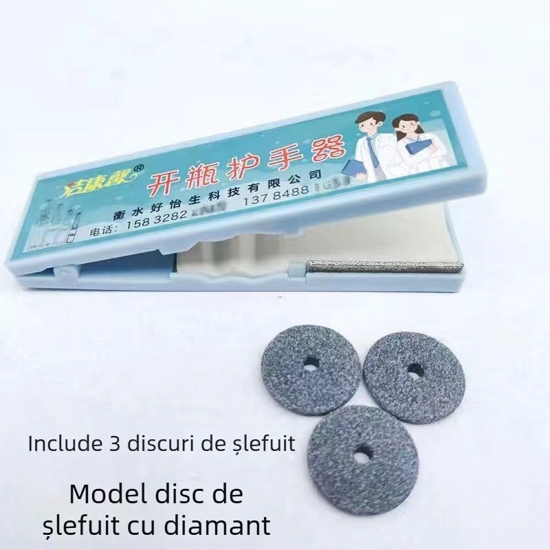 Deschizător de sticle din oțel inoxidabil pentru asistenți medicali, cu disc abraziv pentru sticle din sticlă și ampule – unealtă de siguranță multifuncțională