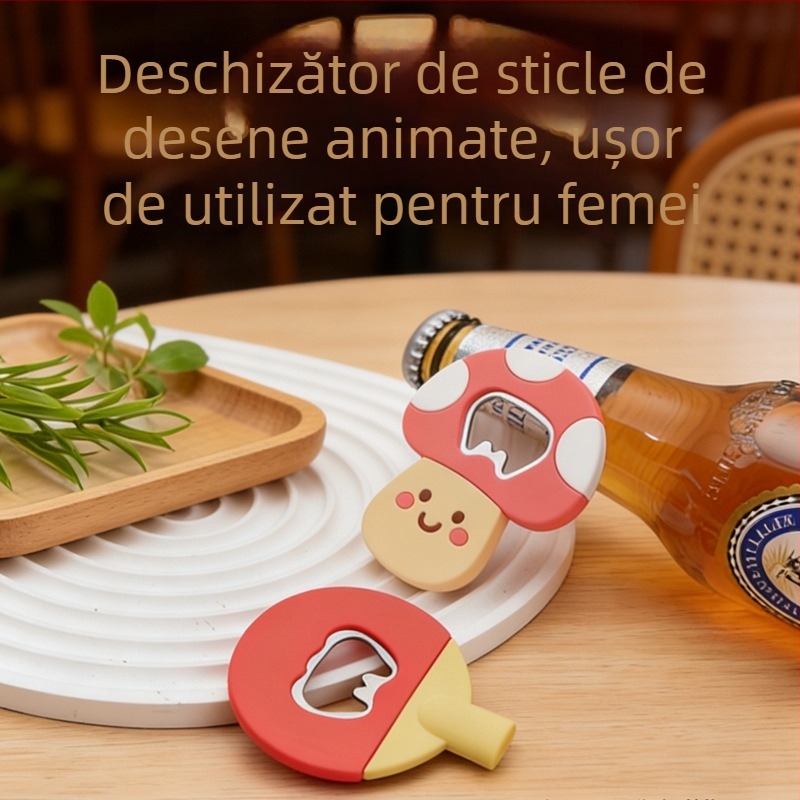Deschizător de bere din PVC moale, drăguț, cu magnet pentru frigider, portabil din oțel inoxidabil