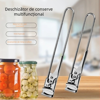 Deschizător pentru conserve și sticle din oțel inoxidabil, reglabil, multifuncțional, cu mâner antiderapant – ustensilă de bucătărie