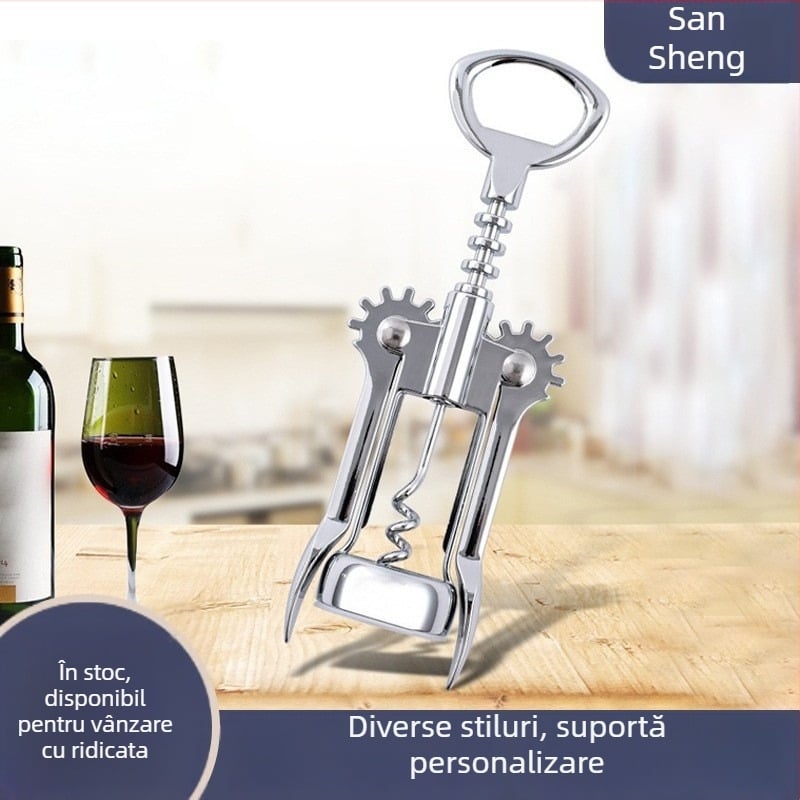 Deschizător portabil multifuncțional din aliaj de zinc pentru sticle de vin și bere