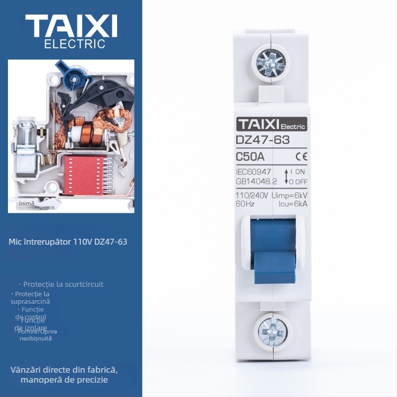 Intrerupător miniatural 110V 60Hz, standard american, 1P2P
