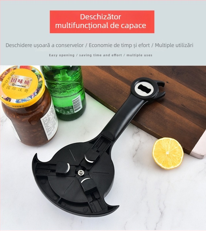 Deschizător multifuncțional de conserve și sticle – Unealtă de bucătărie manuală din ABS