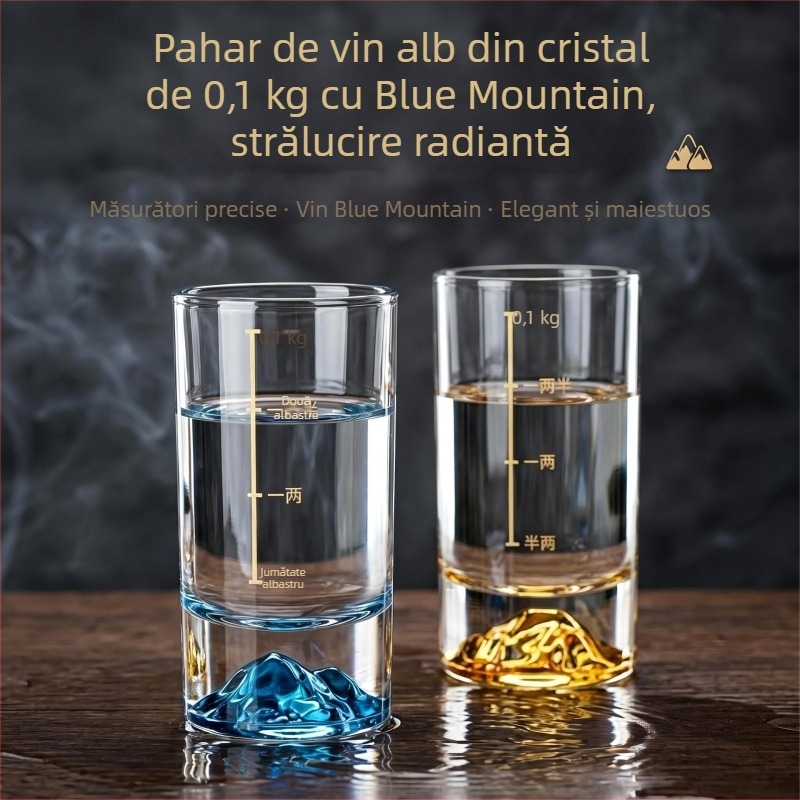 Blue Mountain set de pahare pentru vin alb, uz casnic, dozator luxos cu scară de măsurare și bază groasă în formă de aisberg