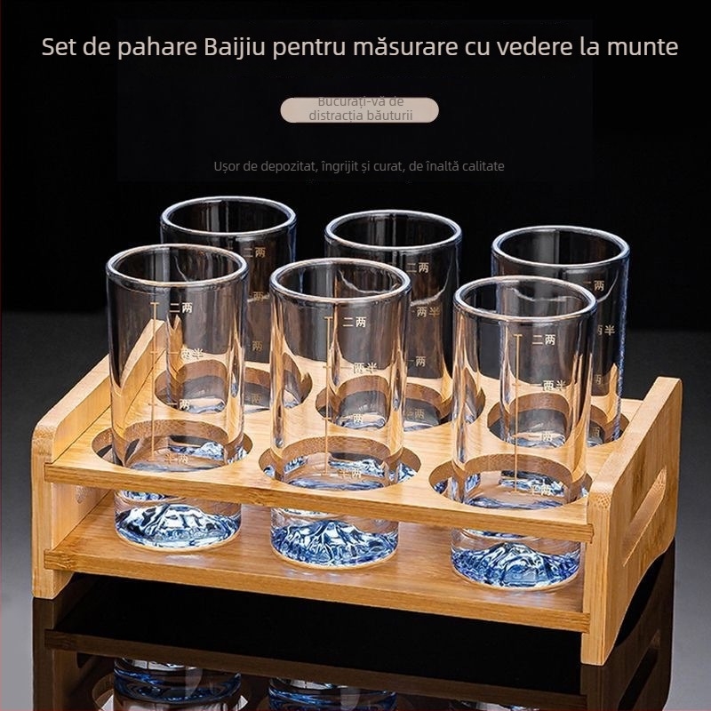 Blue Mountain set de pahare pentru vin alb, uz casnic, dozator luxos cu scară de măsurare și bază groasă în formă de aisberg