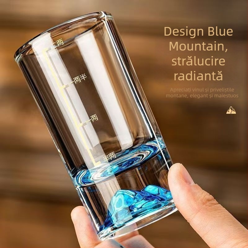 Blue Mountain set de pahare pentru vin alb, uz casnic, dozator luxos cu scară de măsurare și bază groasă în formă de aisberg