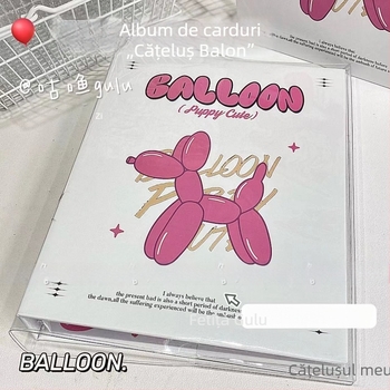 Album de cărți A5 cu husă rigidă, cu foi detașabile – Balloon Puppy, spațiu stilat de stocare a cardurilor