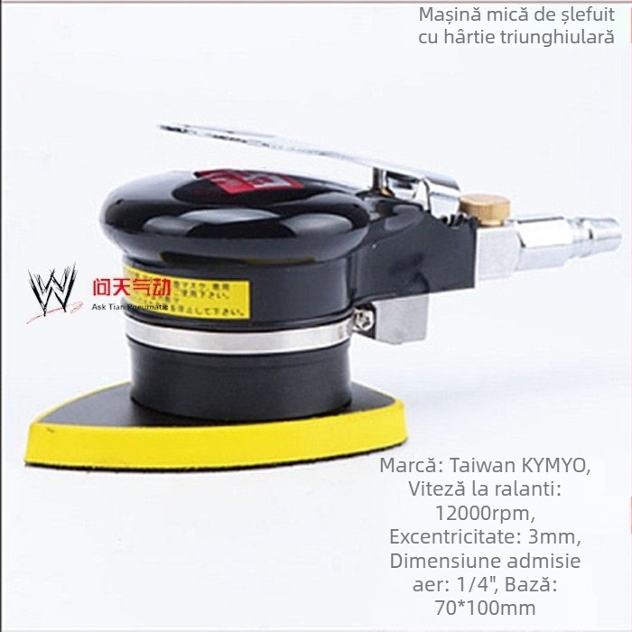 Șlefuitor pneumatic pătrat cu cap de șlefuire triunghiular pentru șlefuire uscată a chitului în tâmplărie, șlefuitor de aer cu vibrații