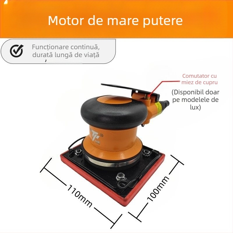 Șlefuitor pneumatic pătrat cu cap de șlefuire triunghiular pentru șlefuire uscată a chitului în tâmplărie, șlefuitor de aer cu vibrații