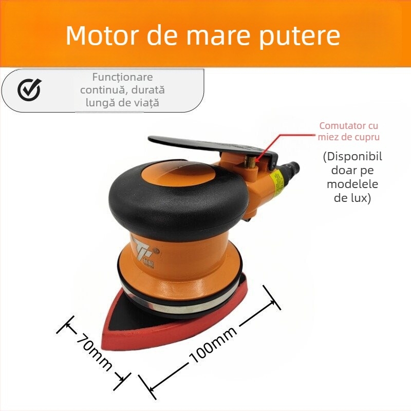 Șlefuitor pneumatic pătrat cu cap de șlefuire triunghiular pentru șlefuire uscată a chitului în tâmplărie, șlefuitor de aer cu vibrații