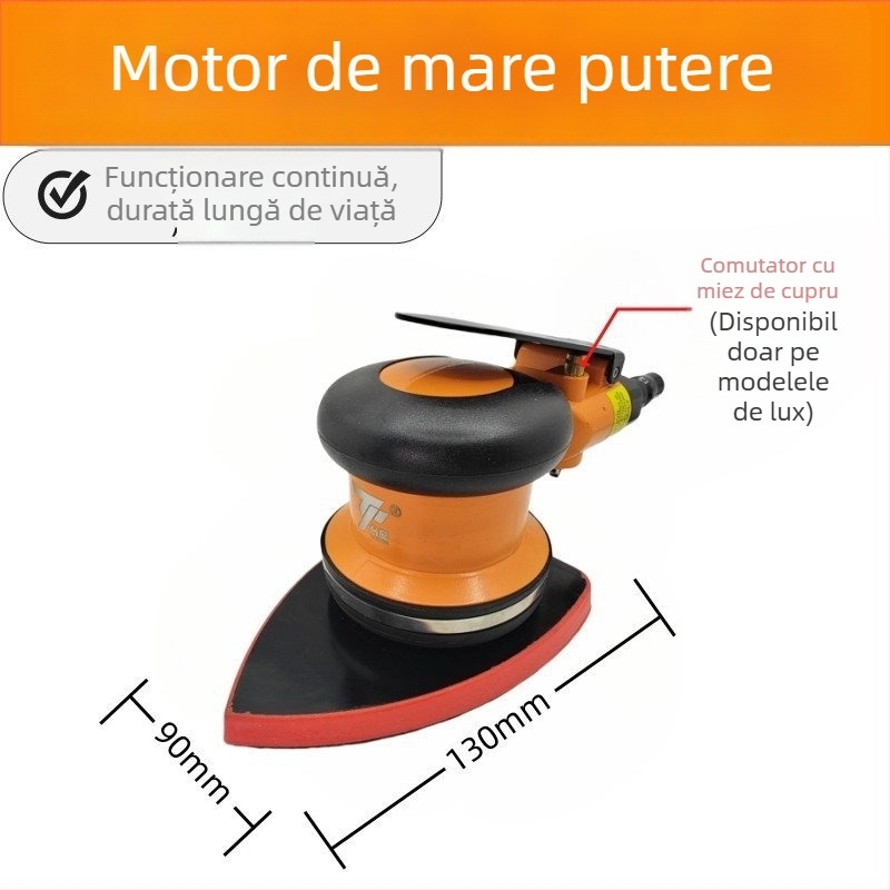 Șlefuitor pneumatic pătrat cu cap de șlefuire triunghiular pentru șlefuire uscată a chitului în tâmplărie, șlefuitor de aer cu vibrații