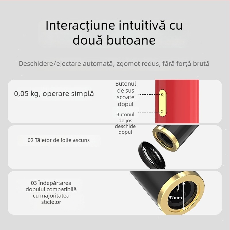 Deschizător electric de sticle, multifuncțional pentru vin și bere, automat