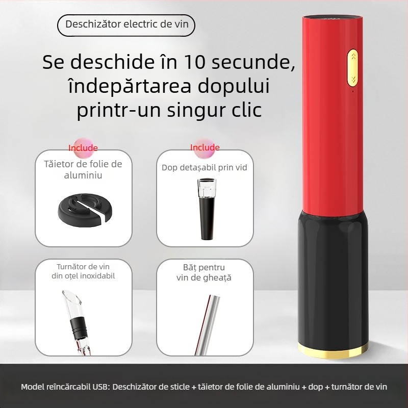 Deschizător electric de sticle, multifuncțional pentru vin și bere, automat