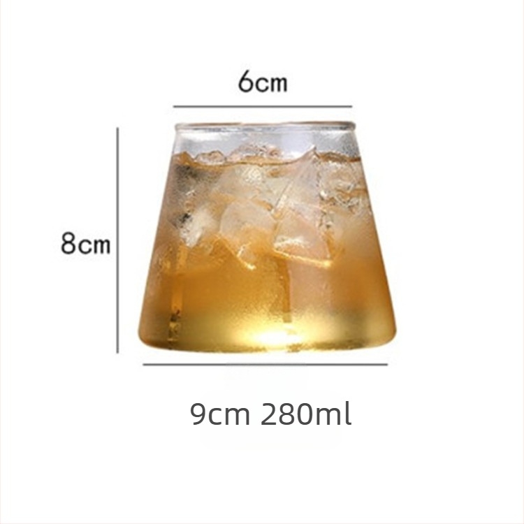 Pahar din sticlă borosilicată, inspirat de Muntele Fuji, pentru apă, ceai, vin și suc, 201–300 ml