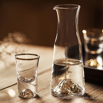 YOGEHOME pahar de cristal cu folie de aur și cană de servire mică – set pentru uz casnic