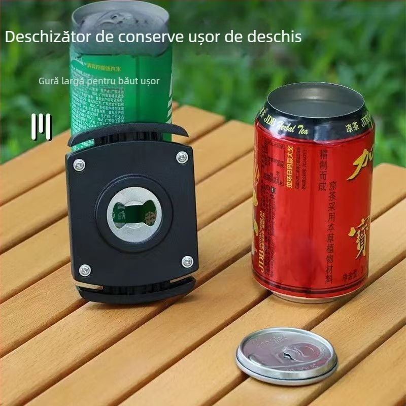 Deschizător multifuncțional pentru conserve și sticle, patru în unu – pentru băuturi, portabil pentru acasă și în aer liber