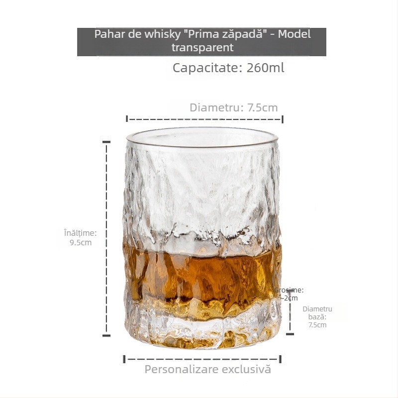 Pahar de whisky din cristal, cu textură ciocănită, pentru uz casnic