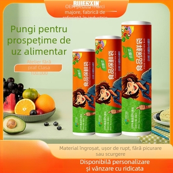 Pungi din plastic alimentar, rezistente, pentru uz casnic, dimensiuni medii și mari, pentru utilizare comercială în supermarketuri, role de pungi
