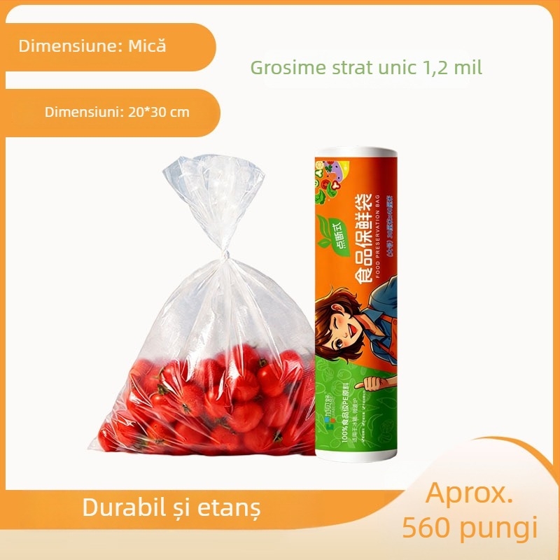 Pungi din plastic alimentar, rezistente, pentru uz casnic, dimensiuni medii și mari, pentru utilizare comercială în supermarketuri, role de pungi