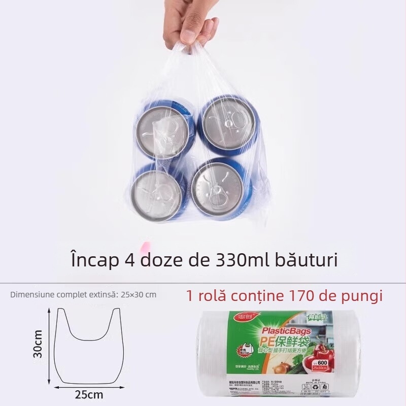 Saci de unică folosință, de calitate alimentară, în stil vestă, pentru păstrarea prospețimii, bucătărie, groși, în mai multe dimensiuni