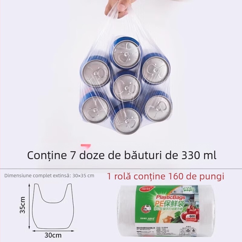 Saci de unică folosință, de calitate alimentară, în stil vestă, pentru păstrarea prospețimii, bucătărie, groși, în mai multe dimensiuni