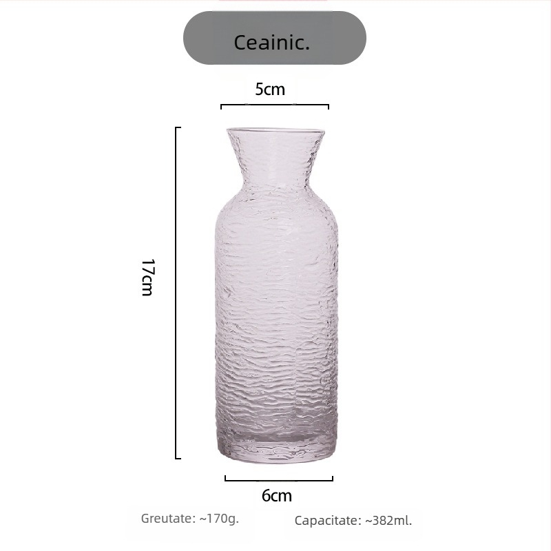 Carafă de sake în stil japonez, cu model ciocănit, set cu patru pahare din sticlă pentru uz casnic