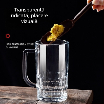 Pahar de bere din sticlă cu mâner, capacitate mare 901–1000 ml, design modern minimalist, culoare solidă
