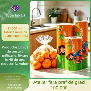 Pungi de depozitare alimentare din rolă continuă, PE alimentar gros, trei dimensiuni 20/25/30 cm, destinate supermarketurilor
