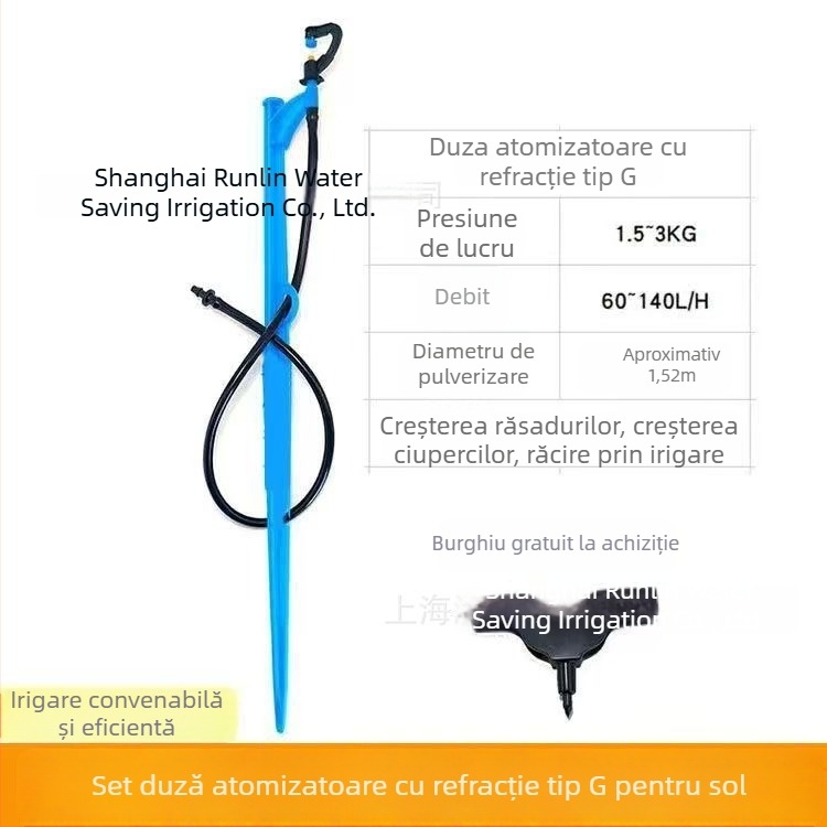 Set microaspersor montat la sol, duză rotativă 360°, pentru grădină și seră, irigare prin picurare, pentru pomi fructiferi și gazon