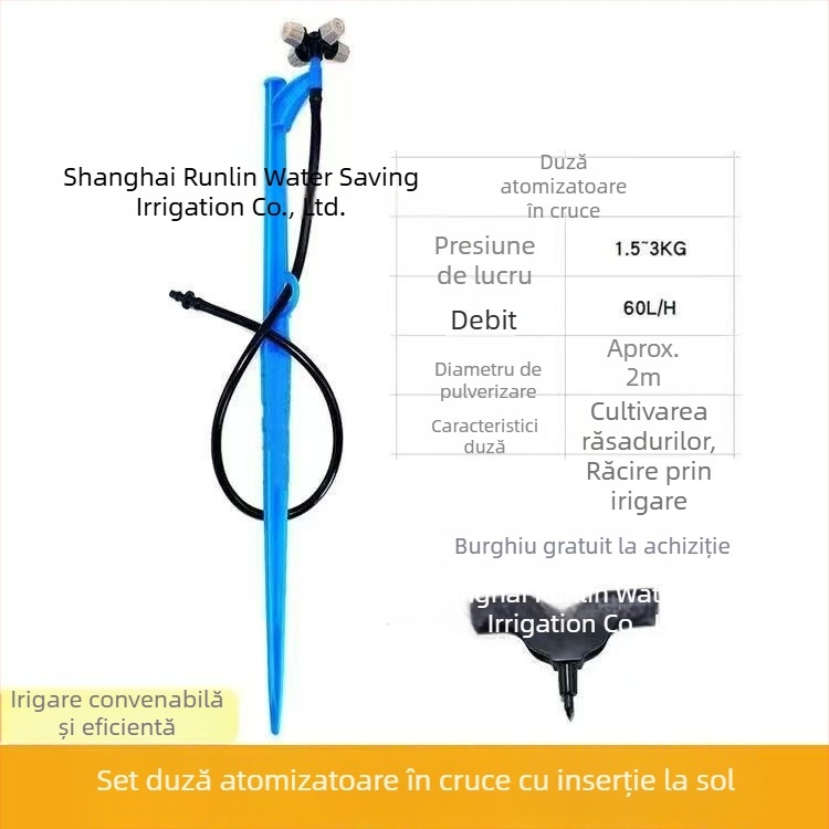 Set microaspersor montat la sol, duză rotativă 360°, pentru grădină și seră, irigare prin picurare, pentru pomi fructiferi și gazon