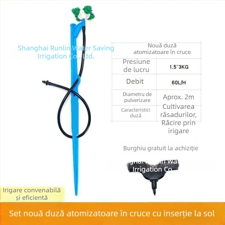 Set microaspersor montat la sol, duză rotativă 360°, pentru grădină și seră, irigare prin picurare, pentru pomi fructiferi și gazon