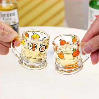 Pahar mini drăguț pentru vin, cu imprimeu, din sticlă pentru lichior, vin alb și vin de fructe, stilat, pentru shot