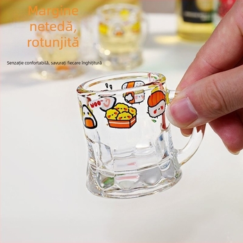 Pahar mini drăguț pentru vin, cu imprimeu, din sticlă pentru lichior, vin alb și vin de fructe, stilat, pentru shot