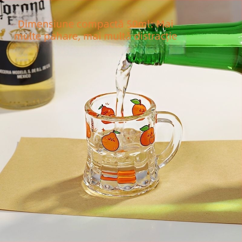 Pahar mini drăguț pentru vin, cu imprimeu, din sticlă pentru lichior, vin alb și vin de fructe, stilat, pentru shot