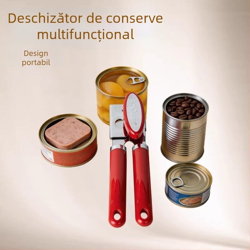 Unealtă de bucătărie din fier, multifuncțională — deschizător de conserve, cuțit pentru conserve, deschizător de sticle și șurubelniță