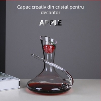 Decanter din cristal de sticlă cu capac anti-praf și bilă de praf diamantată, dop de vin – cadou