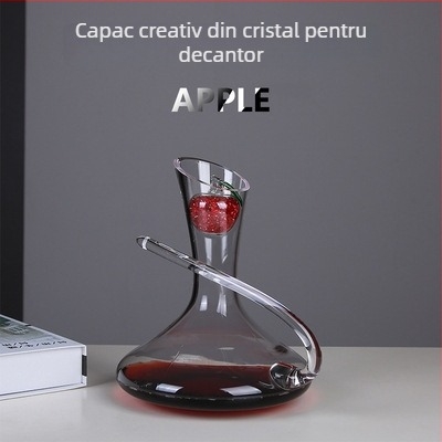 Decanter din cristal de sticlă cu capac anti-praf și bilă de praf diamantată, dop de vin – cadou