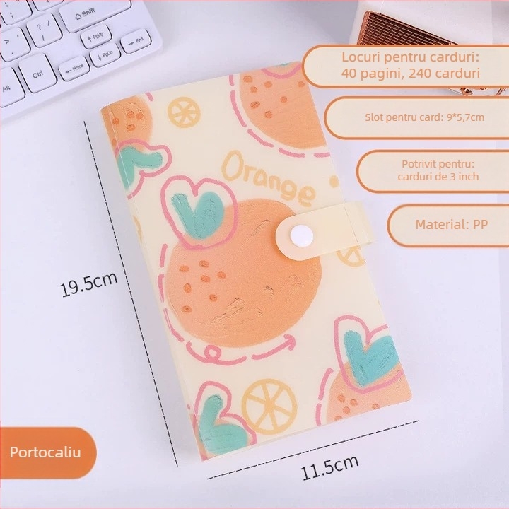 Album cu carduri de fructe, album pentru fani ai starurilor, album foto Polaroid transparent pentru 240 carduri, cu aranjament pe trei secțiuni