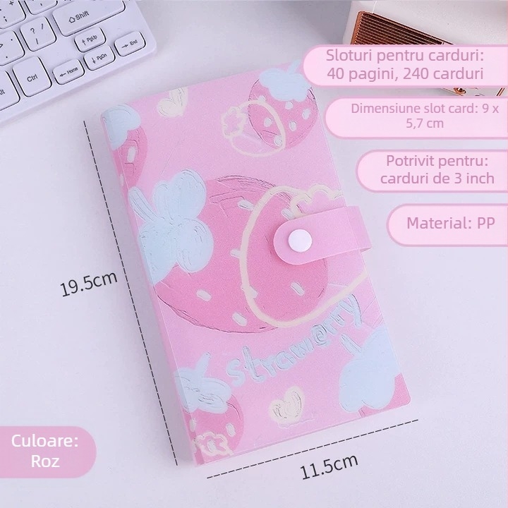 Album cu carduri de fructe, album pentru fani ai starurilor, album foto Polaroid transparent pentru 240 carduri, cu aranjament pe trei secțiuni