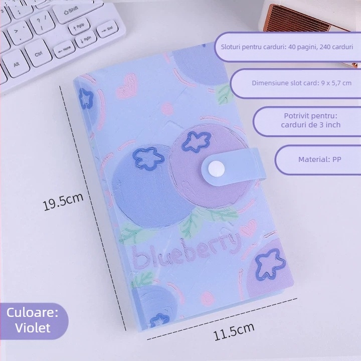 Album cu carduri de fructe, album pentru fani ai starurilor, album foto Polaroid transparent pentru 240 carduri, cu aranjament pe trei secțiuni