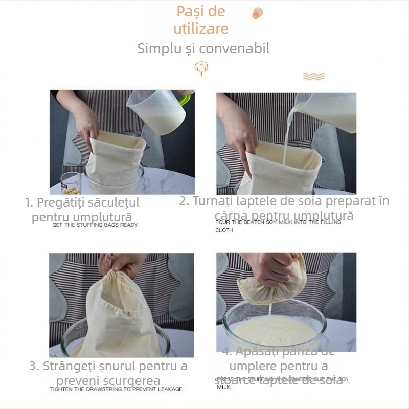Pungă filtrantă din bumbac pentru lapte de soia și filtru pentru tofu – pungă de strecurat ultra-fină pentru decocturi și saramuri