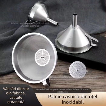 Pâlnie din oțel inoxidabil 304, cu filtru, pentru turnat ulei și vin în bucătărie, cu diametre mari și mici