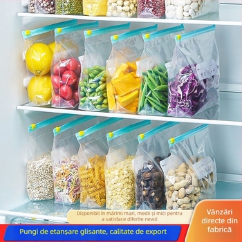 Pungă sigilantă alimentară îngroșată pentru frigider și congelator, cu fermoar