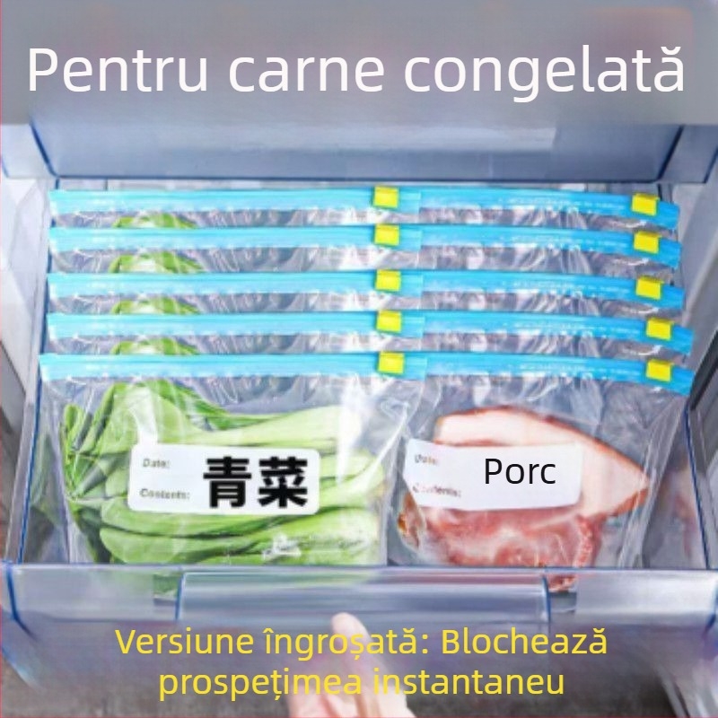 Pungă sigilantă alimentară îngroșată pentru frigider și congelator, cu fermoar