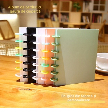 Binder de carduri cu nasture ciupercă, album cu foi detașabile, format 3 inch, patru compartimente, 20 pagini interioare pentru photocarduri și colecții idol